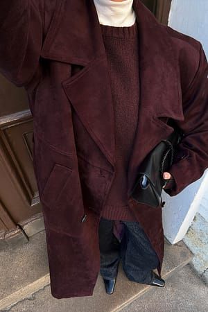 Faux Suede Oversized Trenchcoat Burgundy.jpg